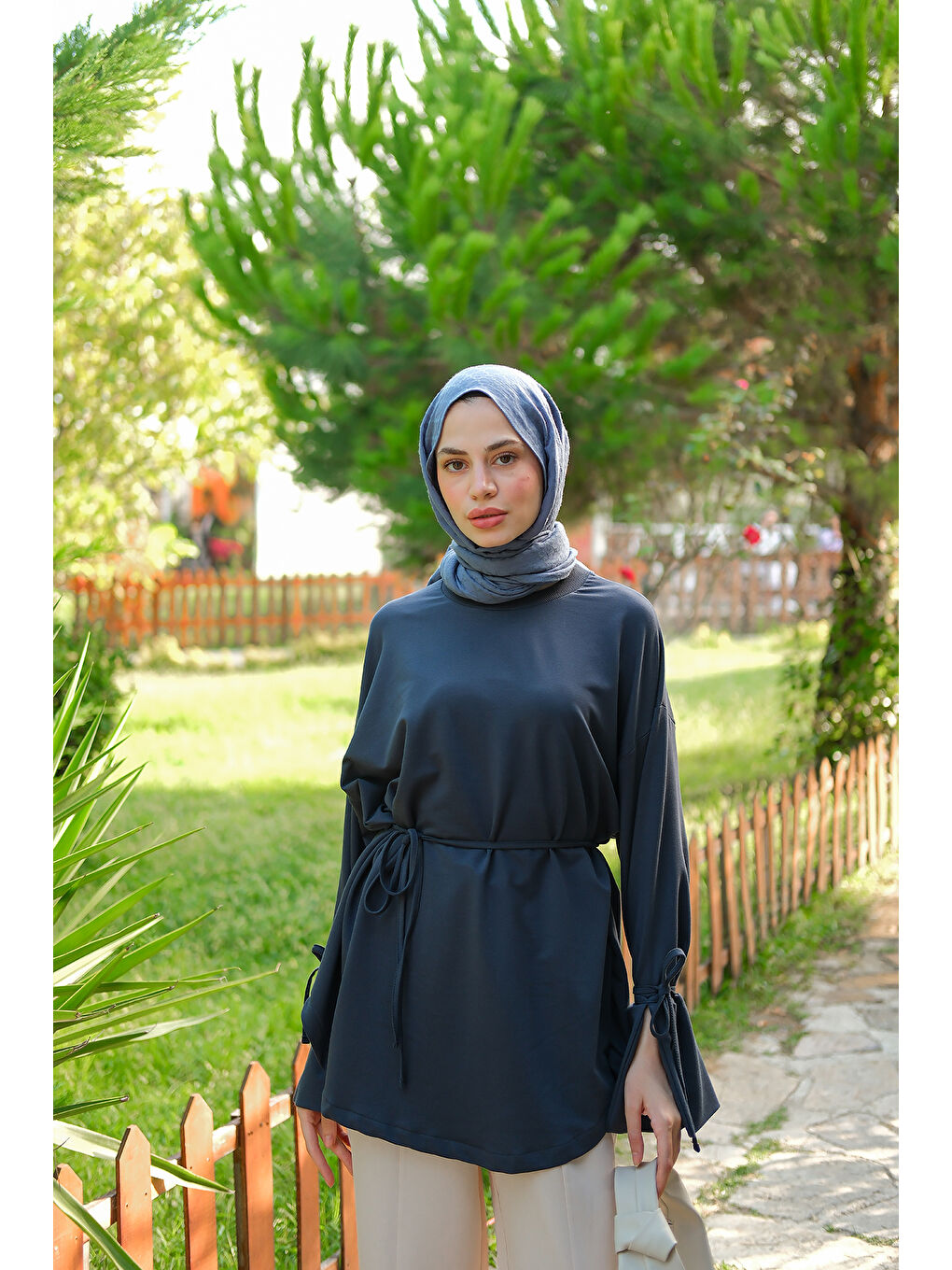 Kadın Bağcık Detaylı Sweatshirt Antrasit