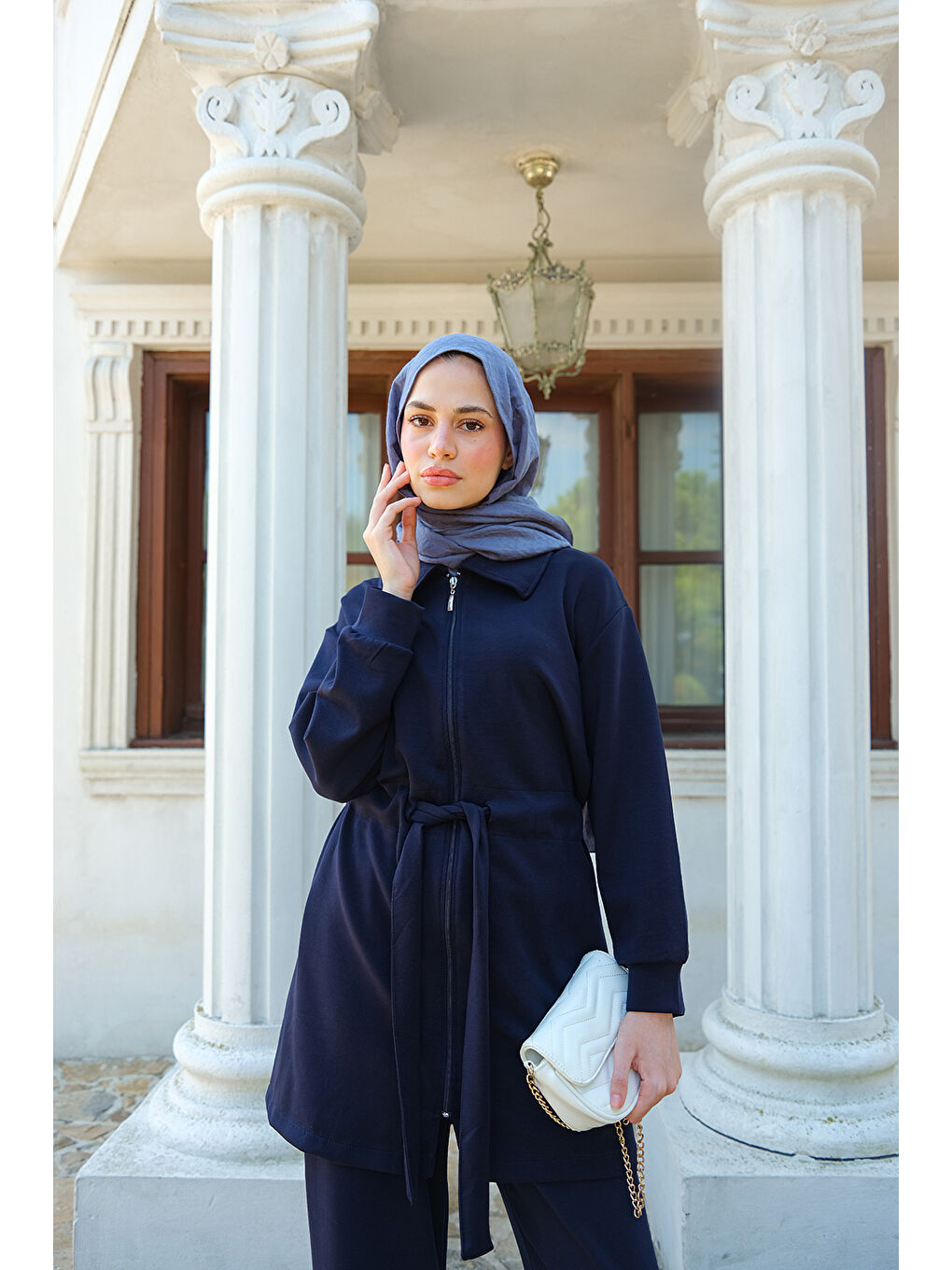 Kadın Bel Bağlamalı Takım Lacivert-1