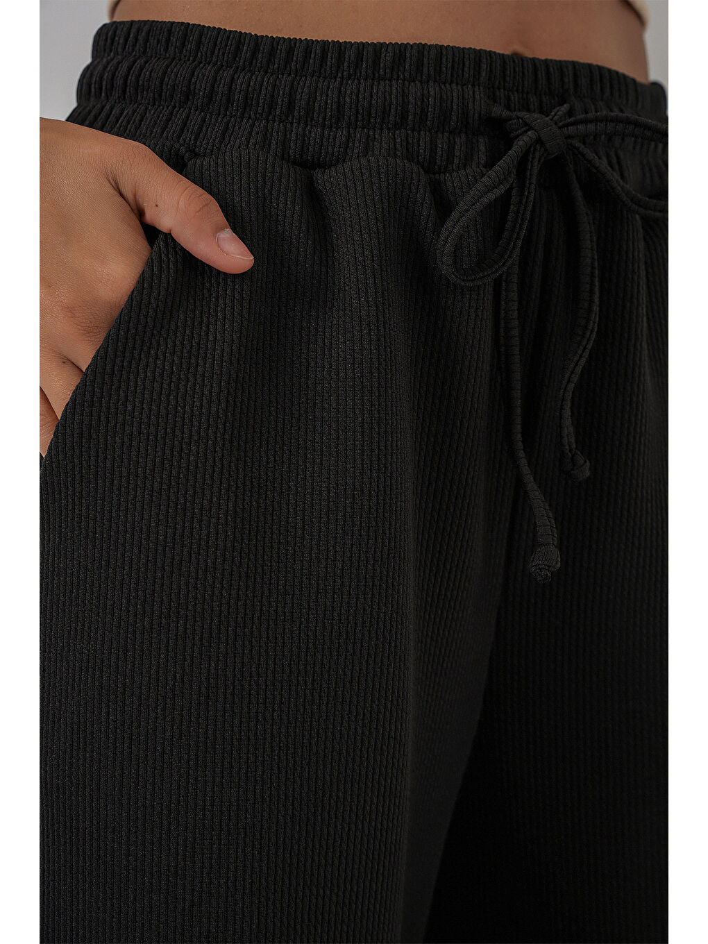 Kadın Fitilli Pantolon 30053 - Siyah-4