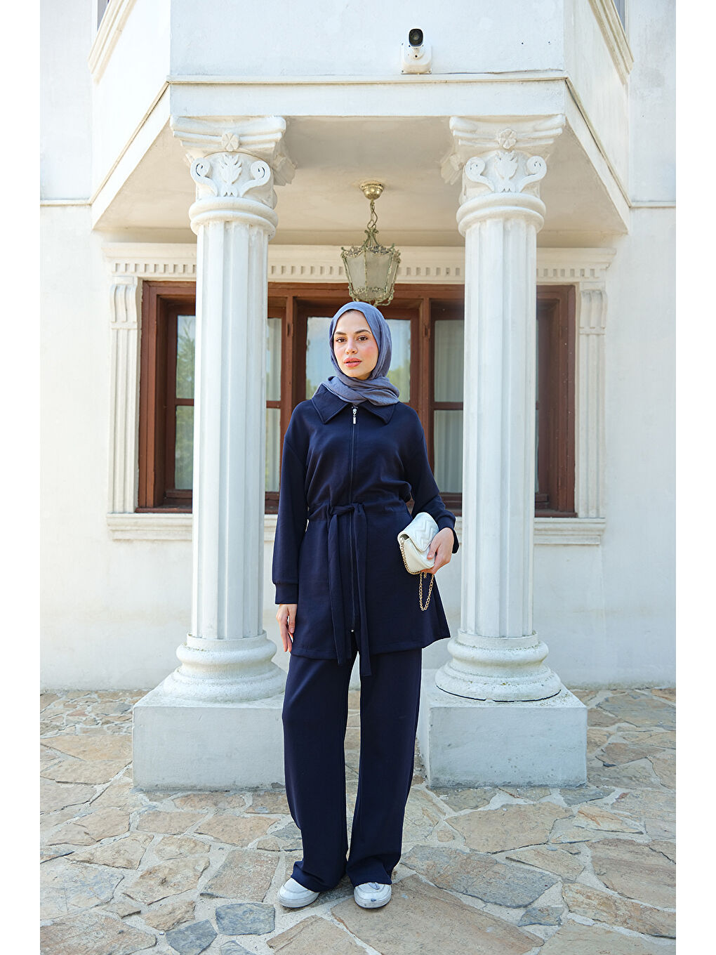 Kadın Bel Bağlamalı Takım Lacivert-3