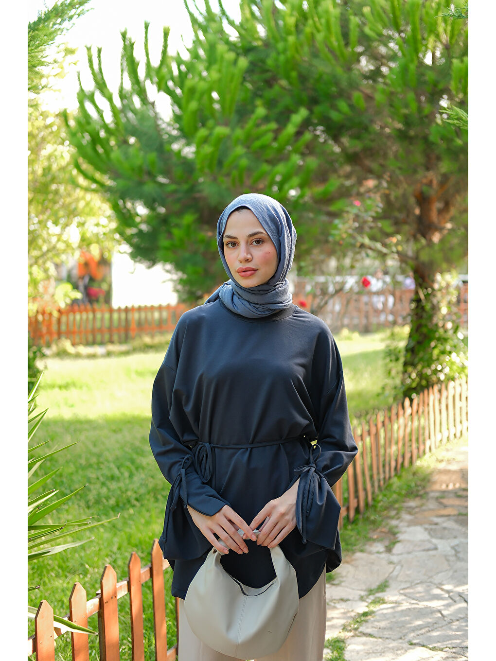 Kadın Bağcık Detaylı Sweatshirt Antrasit-2