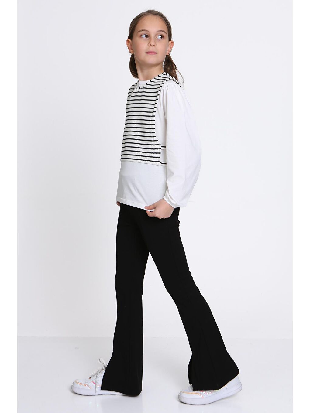 Kız Çocuk Beyaz Yelekli 5-9 Yaş 3'lü Takım - 23315-4-1