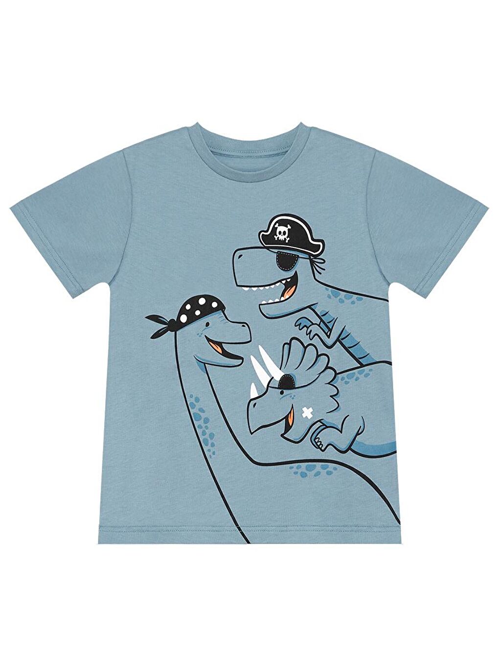 Denokids Mavi Korsan Dinolar Erkek Çocuk T-shirt Şort Takım - 4