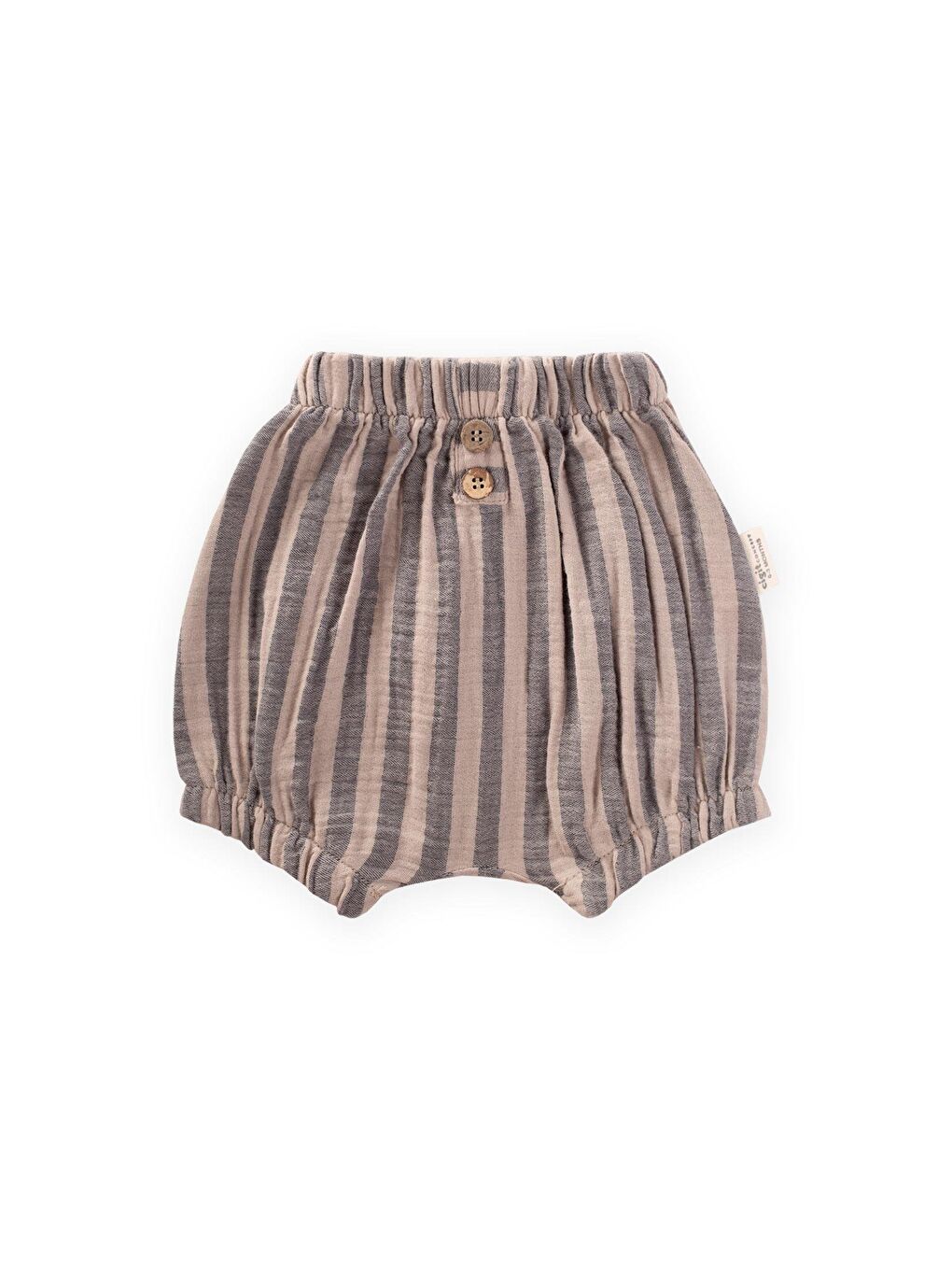 Bej Çizgili Sahte Patlı Şort 0-3 Yaş Vizon