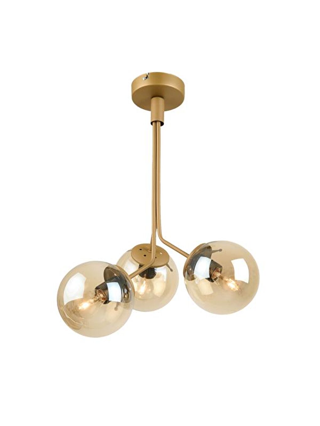 Kahverengi 3'lü Bal Cam Avize - Eskitme - 70 cm-1