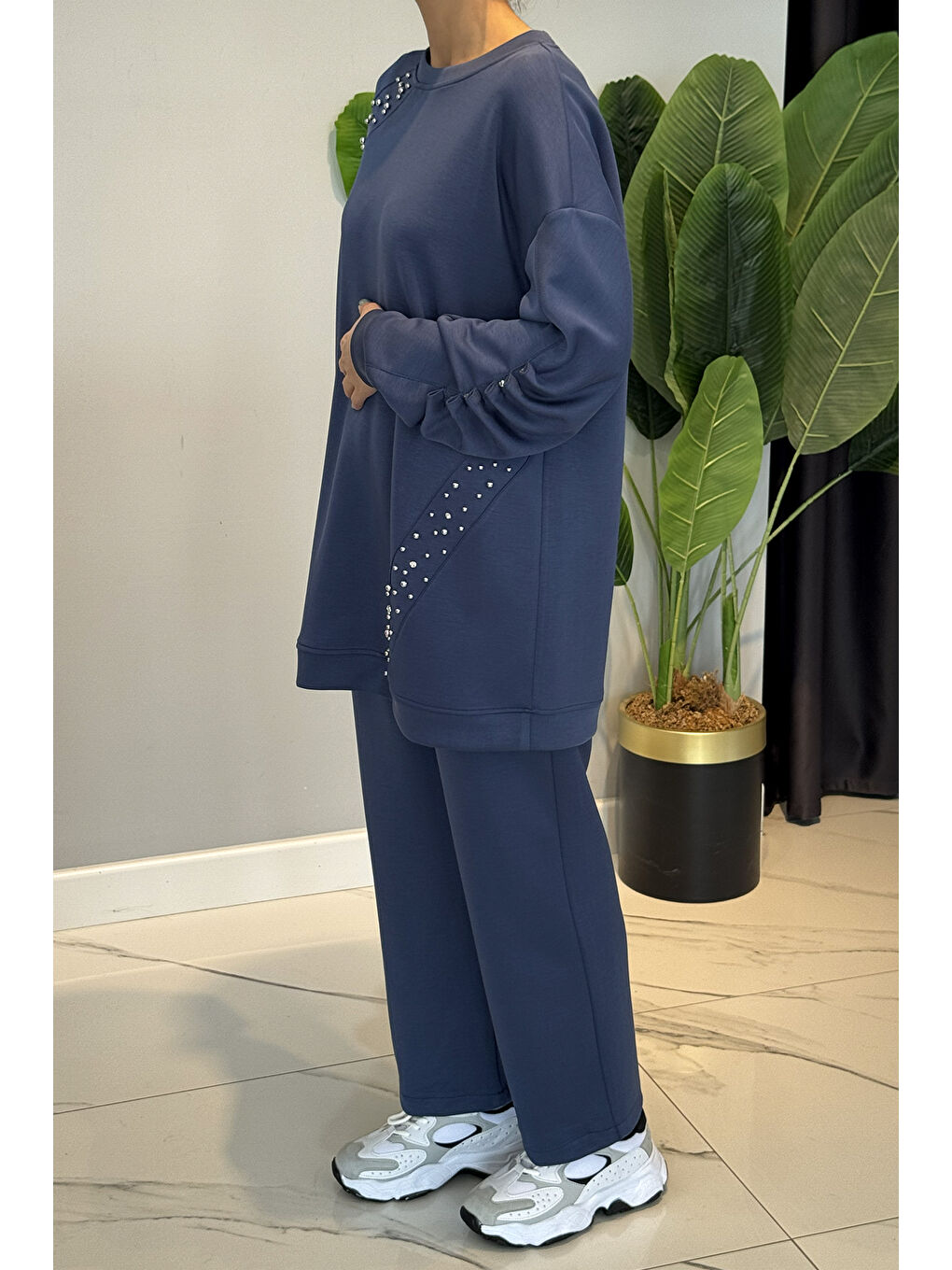 Taş Detaylı Modal Takım 120304 İndigo-1