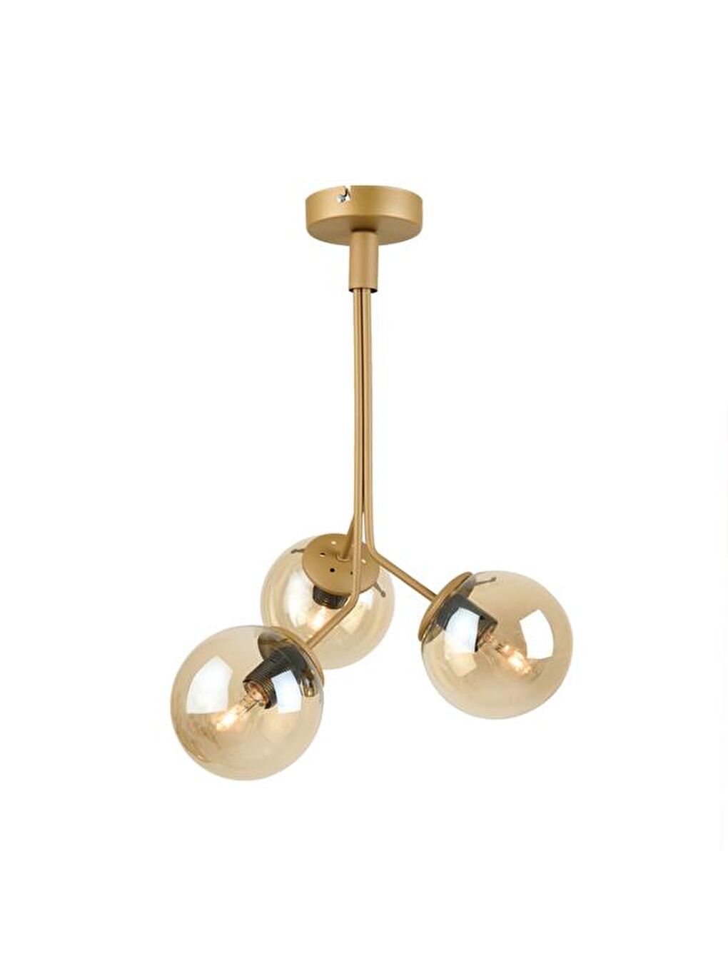 Kahverengi 3'lü Bal Cam Avize - Eskitme - 70 cm-3