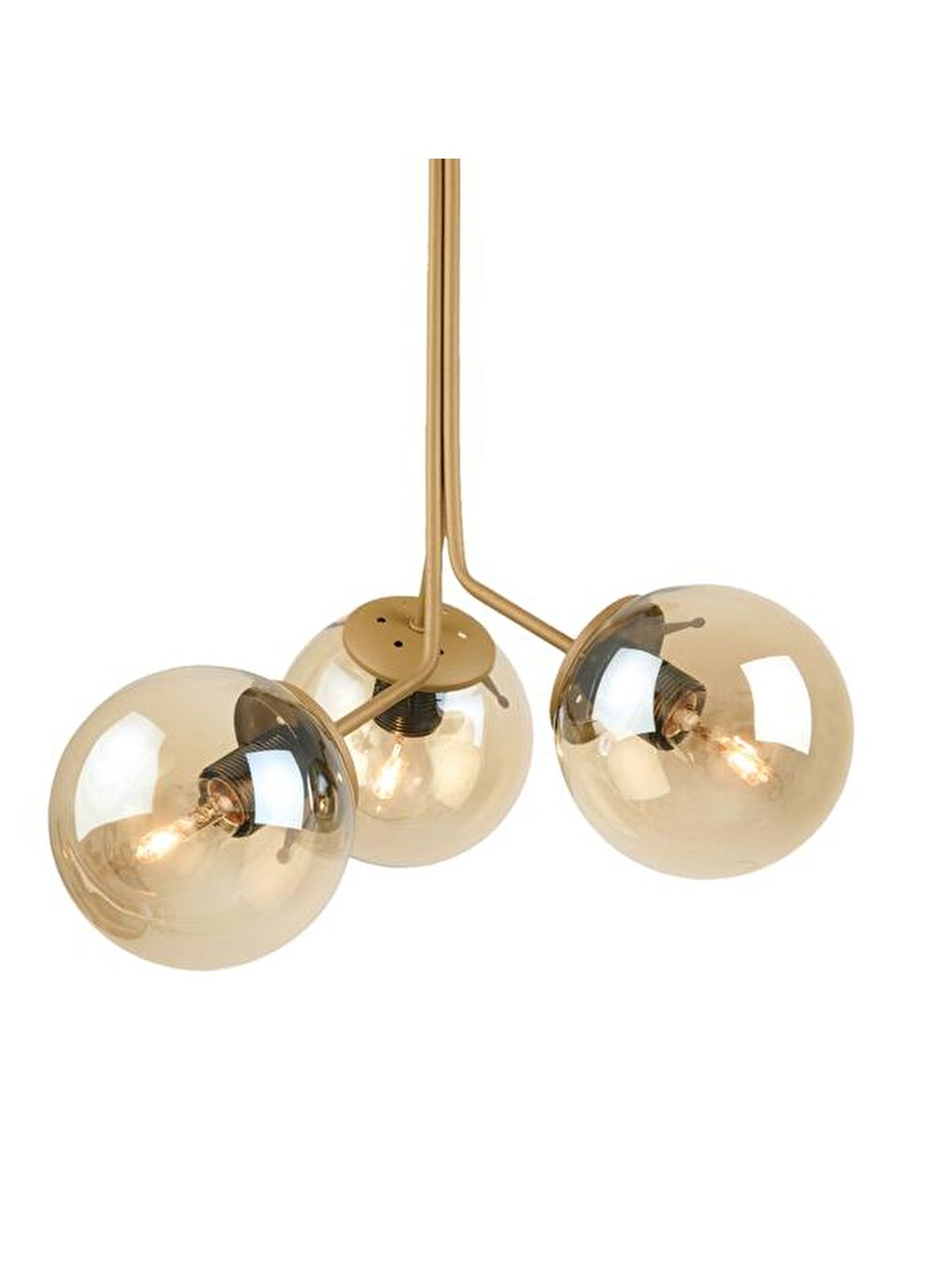 Kahverengi 3'lü Bal Cam Avize - Eskitme - 70 cm-4