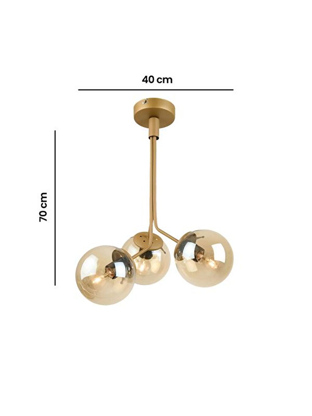 Kahverengi 3'lü Bal Cam Avize - Eskitme - 70 cm-5