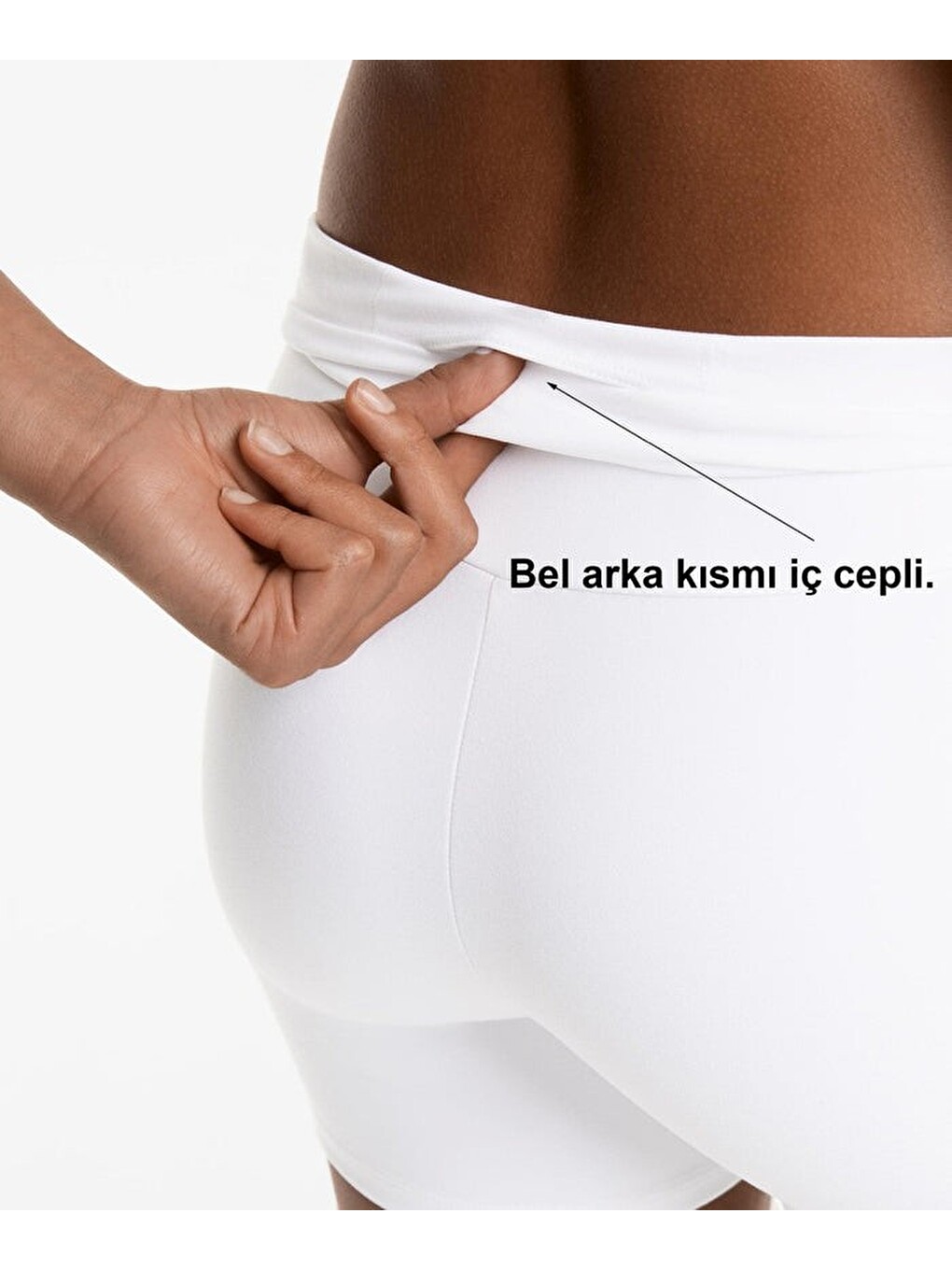 Beyaz yüksek bel toparlayıcı esnek kumaş, kadın spor taytı 10 cm comfortlux high rise hot pants-4