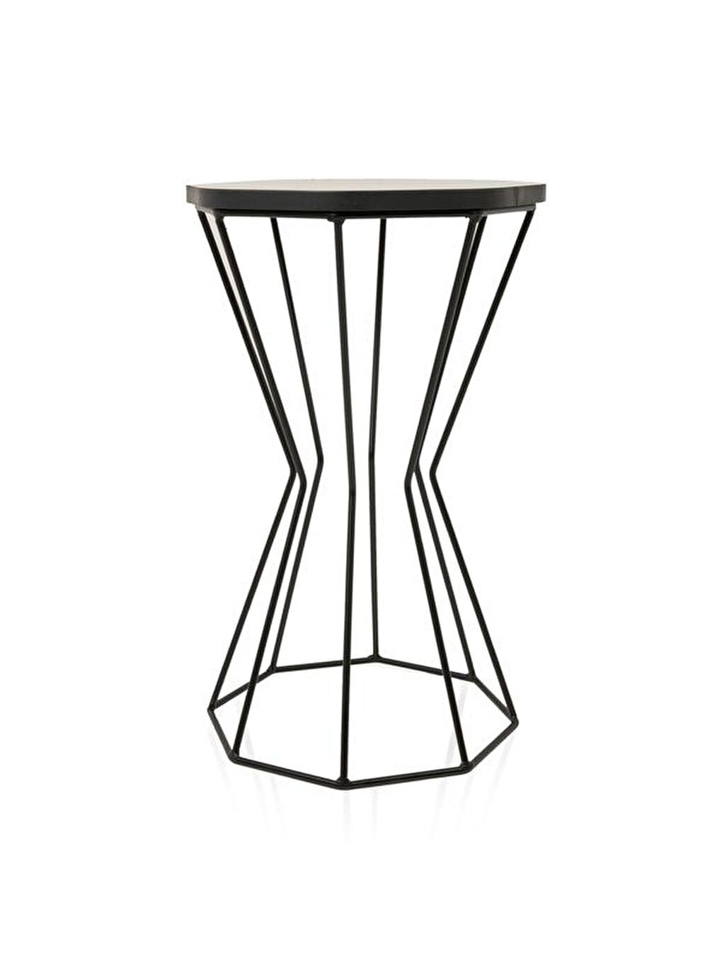 Sekizgen Mermer Desenli Yan Sehpa - Gri / Siyah-2