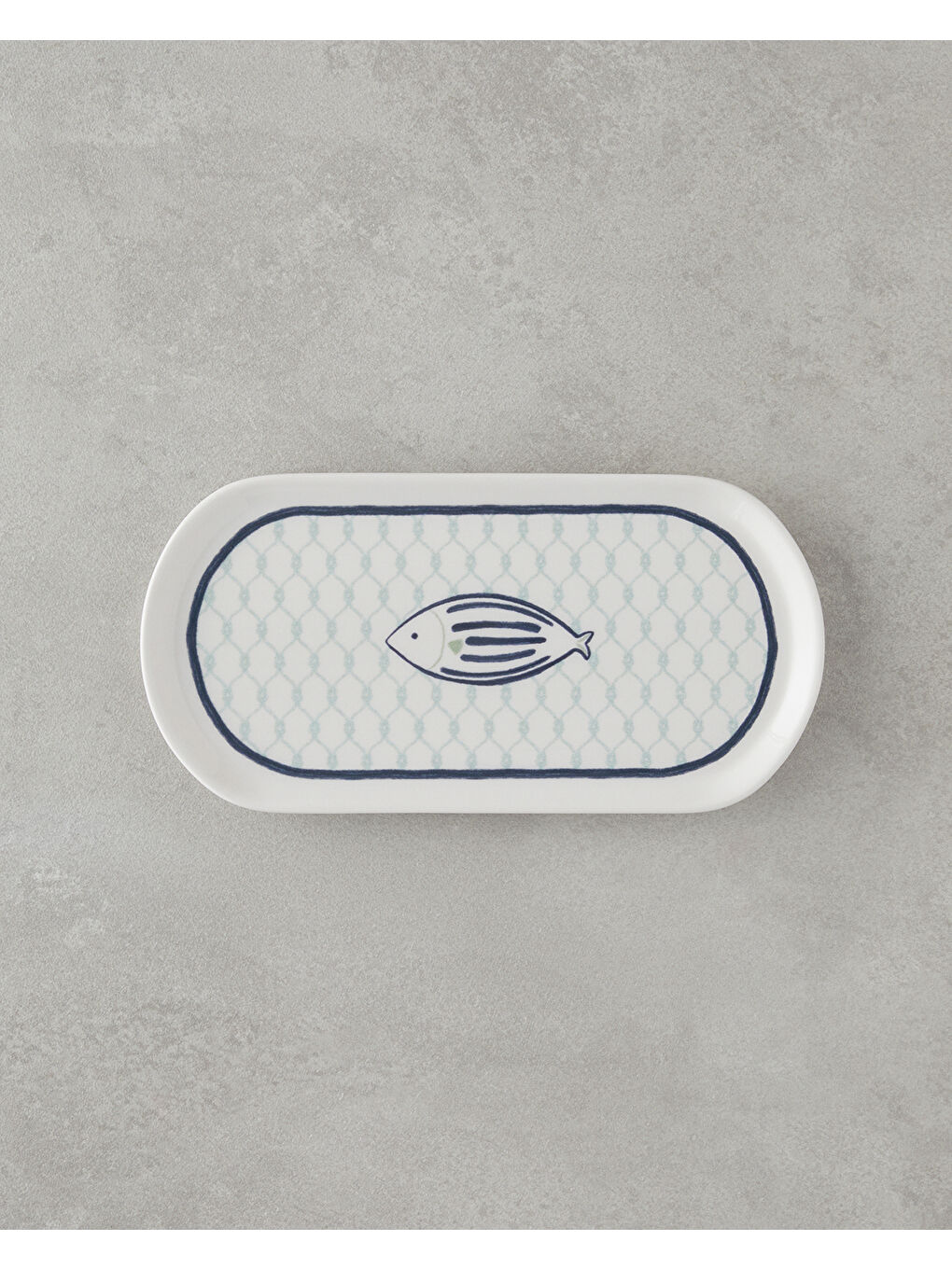 Aqualuna Seramik Kayık Tabak 22 cm Mavi-yeşil