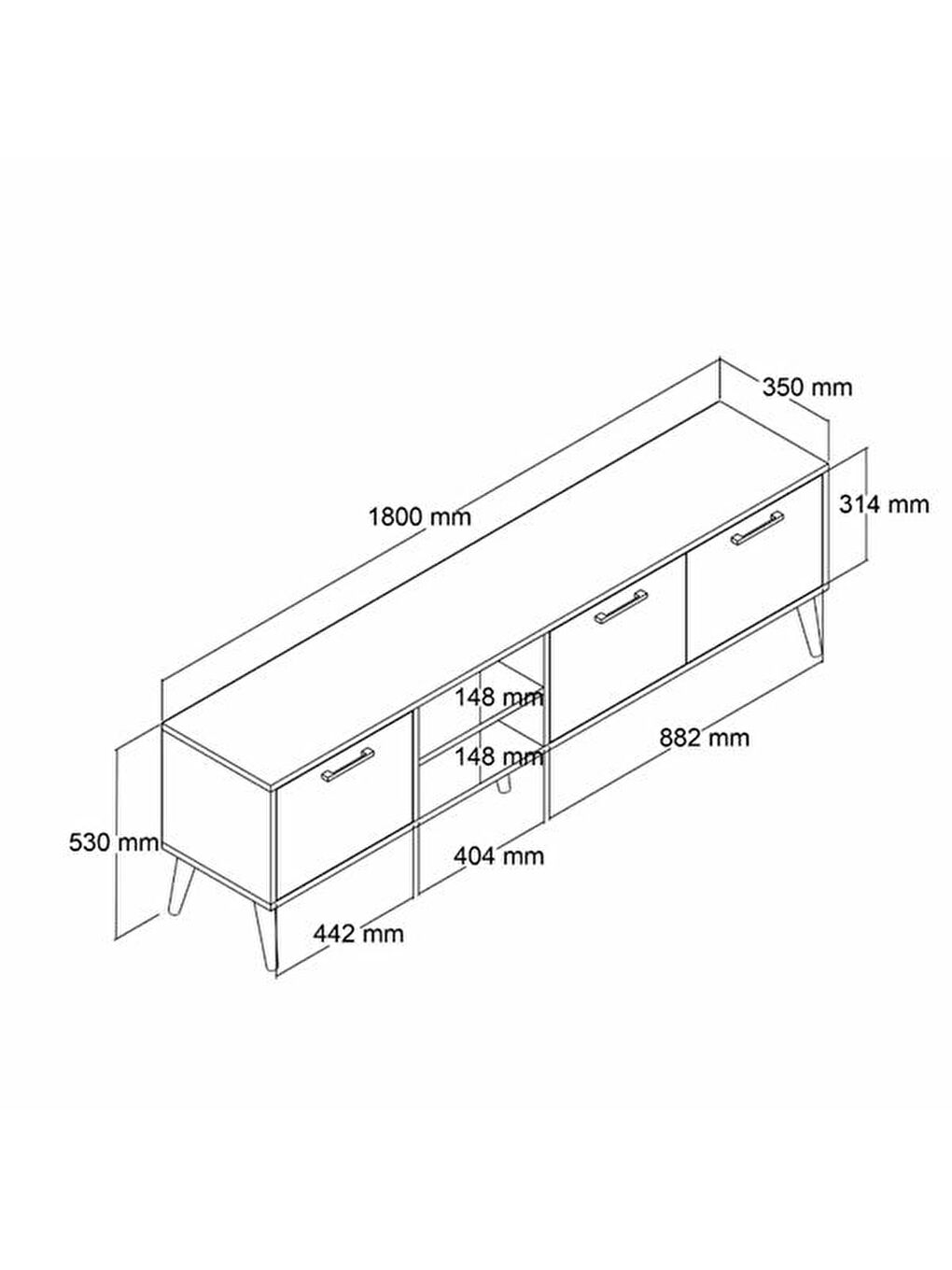 Kahverengi Irmak Tv Ünitesi - Barok Ceviz / Antrasit - 180 cm-1