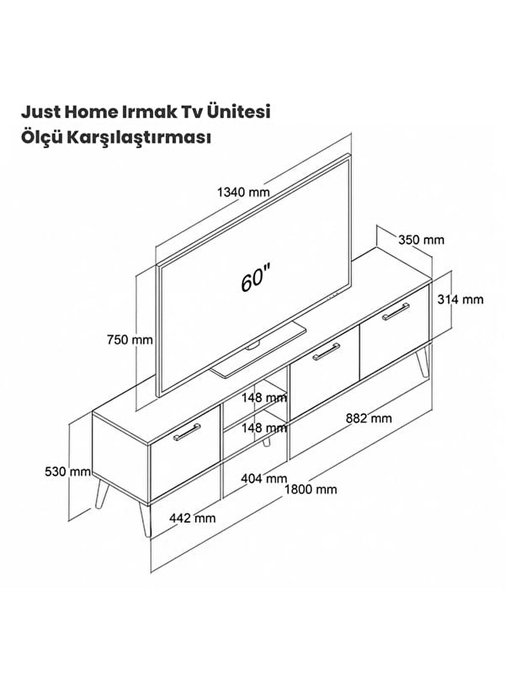 Kahverengi Irmak Tv Ünitesi - Barok Ceviz / Antrasit - 180 cm-8