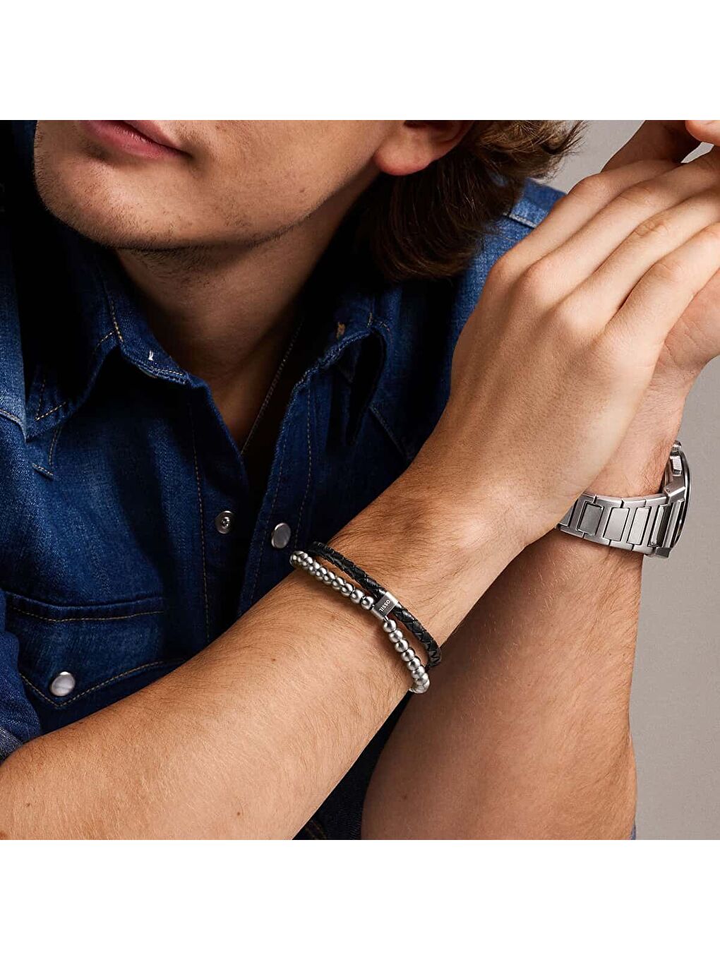 Gri JF04855-040 Erkek Bileklik-4