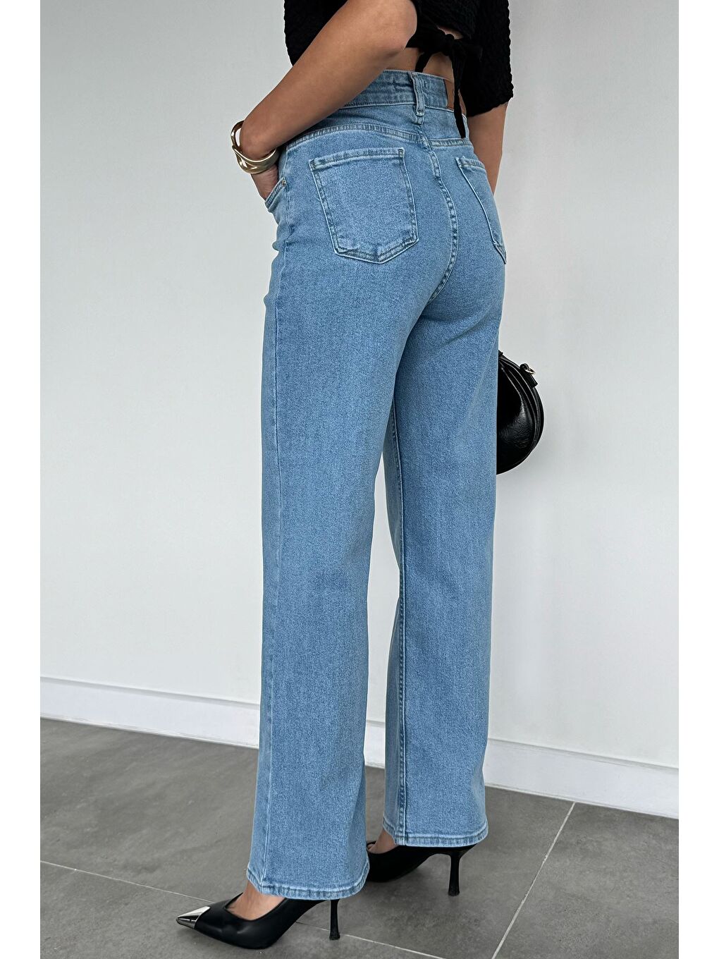 Mavi Kadın Yüksek Bel Palazzo Jean Jean Pantolon-3