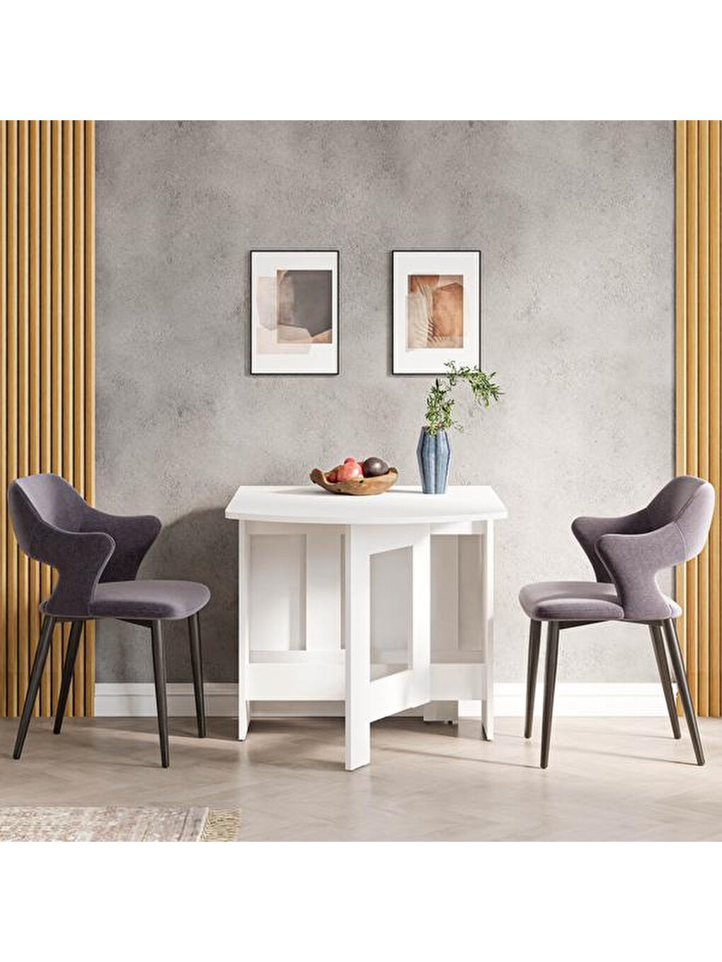 Nordic Katlanır Masa - Beyaz-7