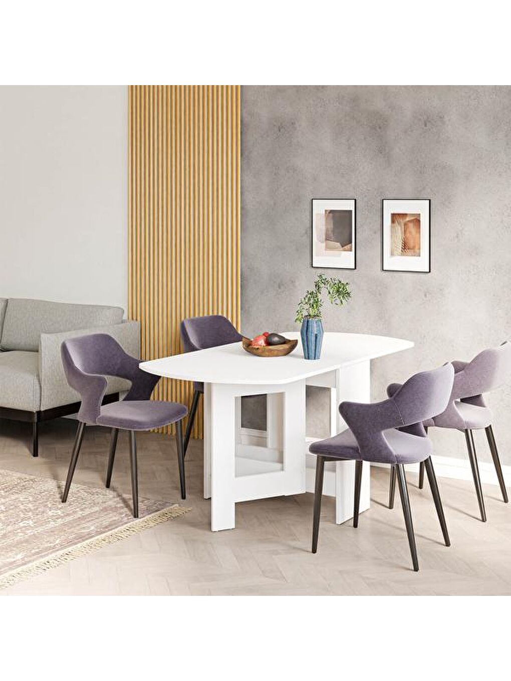 Nordic Katlanır Masa - Beyaz-8