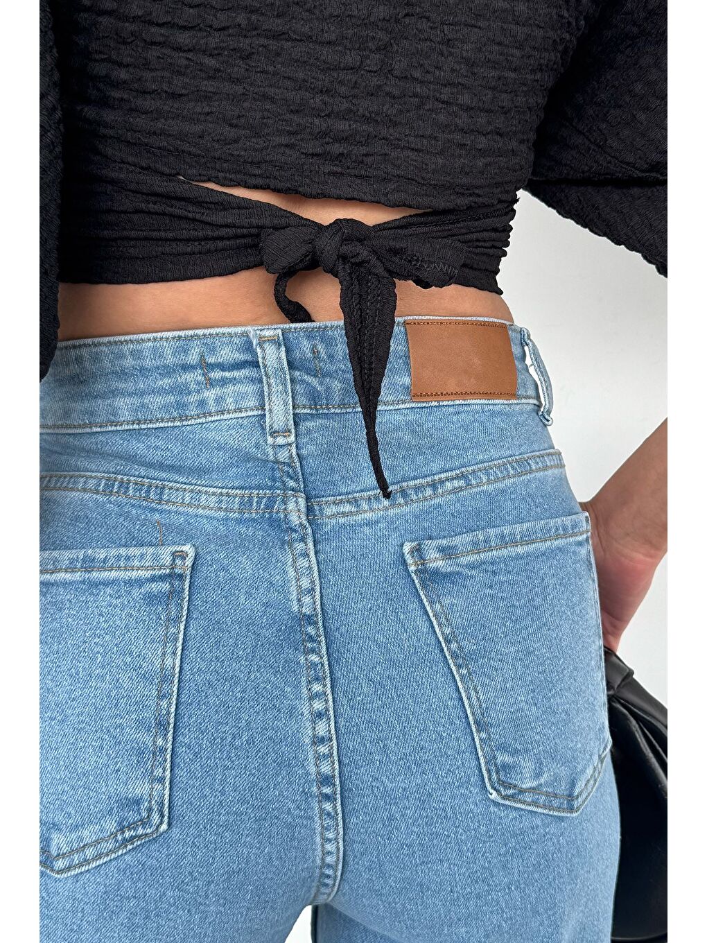 Mavi Kadın Yüksek Bel Palazzo Jean Jean Pantolon-4