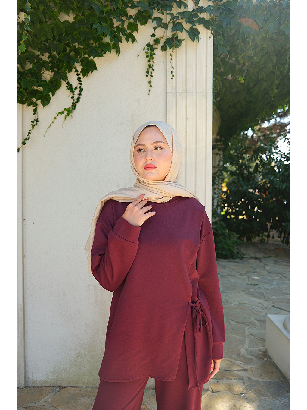 Kadın Yandan Bağlamalı Takım Bordo-1