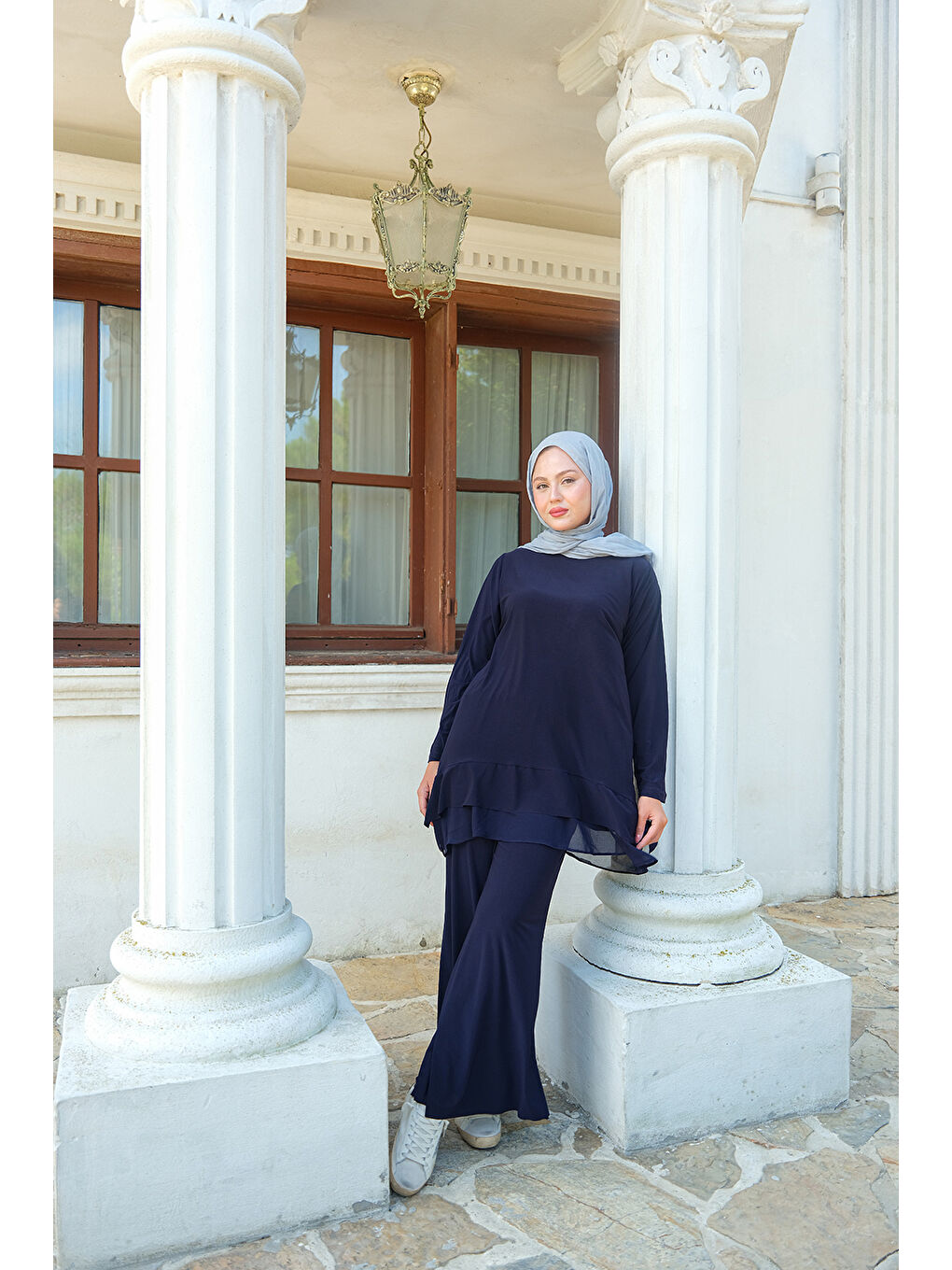 Kadın Tül Detay İkili Takım Koyu Lacivert-2