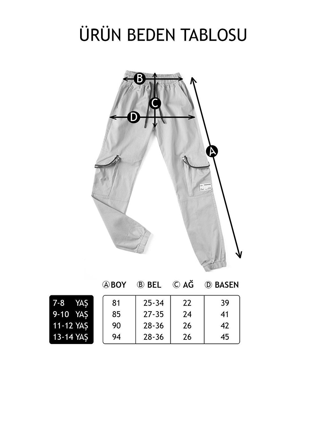 Siyah Erkek Çocuk Esnek Belli Kargo Cepli Jogger Pantolon-6