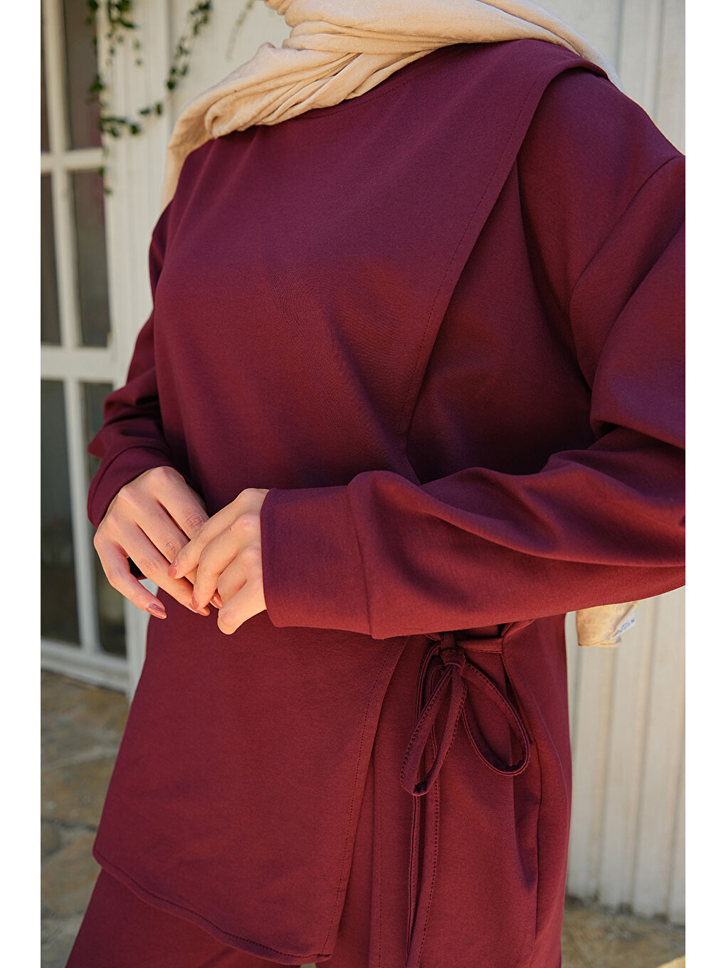 Kadın Yandan Bağlamalı Takım Bordo-4