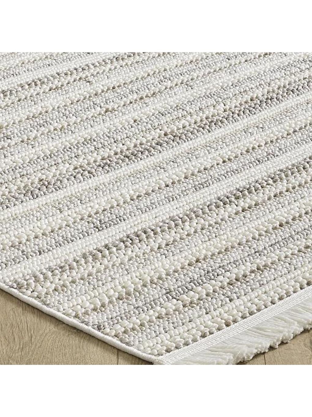 Ekru Agra Pearl İskandinav Desenli Salon Halısı - Krem - 120x180 cm-3