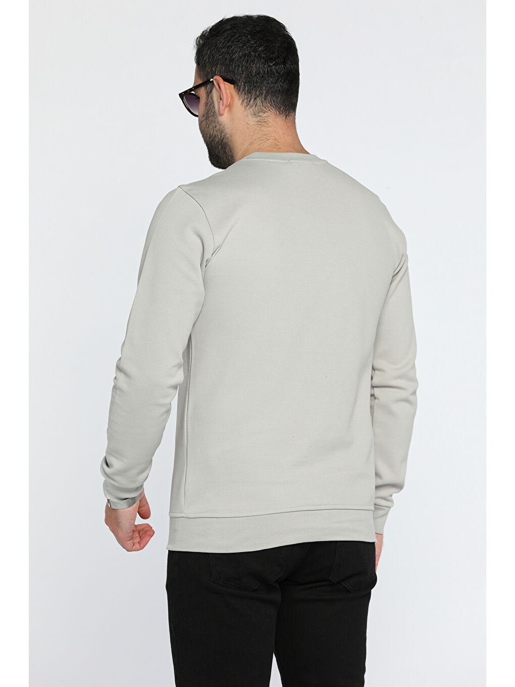 Mishar İtalia Gri Bisiklet Yaka Kabartmalı Erkek Sweatshirt - 2