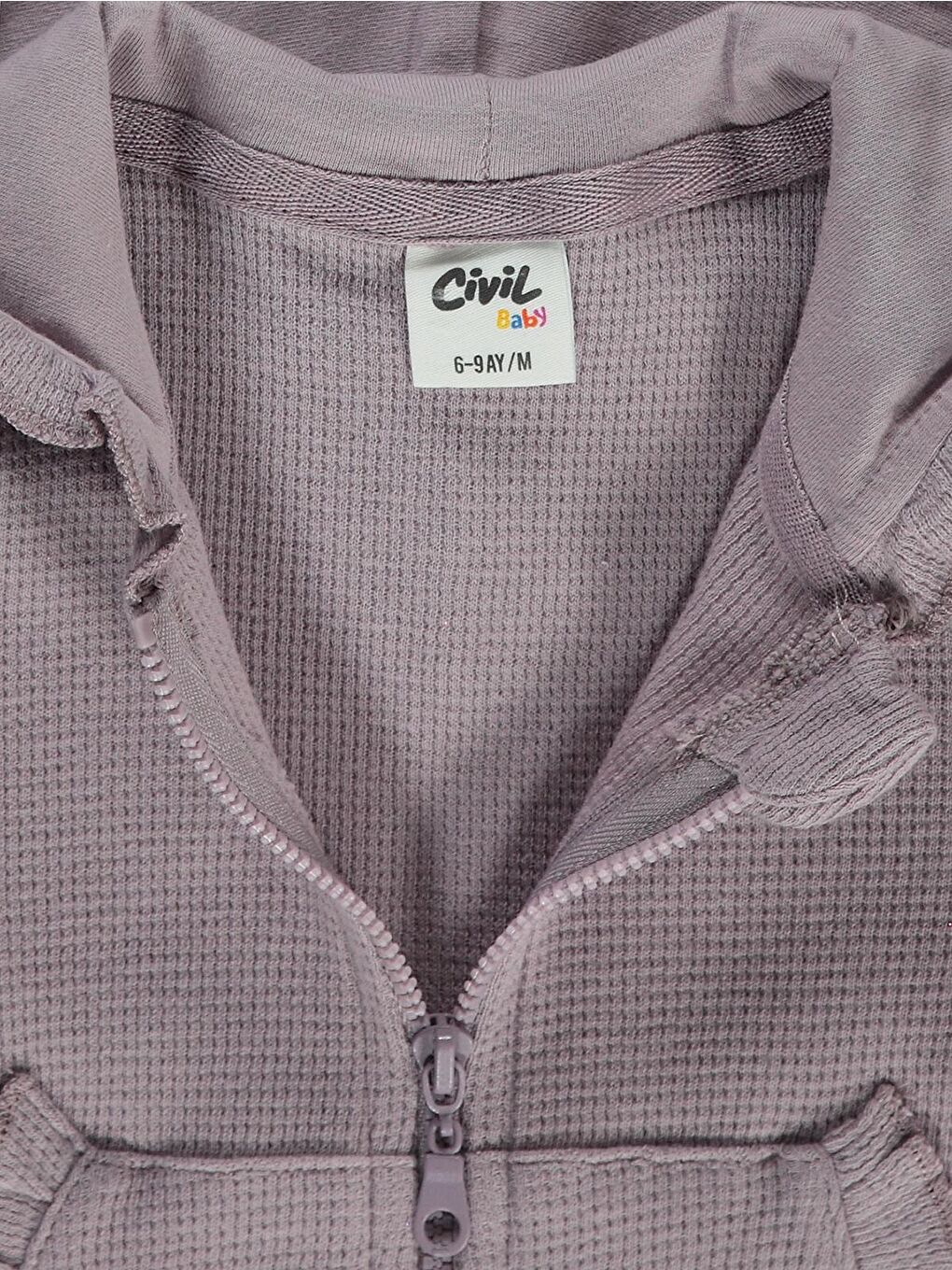 Kız Bebek Kapüşonlu Fermuarlı Sweatshirt  6-18 Ay Lila-1