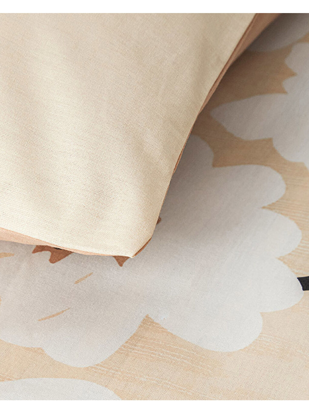 Ekru Mono Bloom Pamuk Çift Kişilik Nevresim Takımı Krem-3