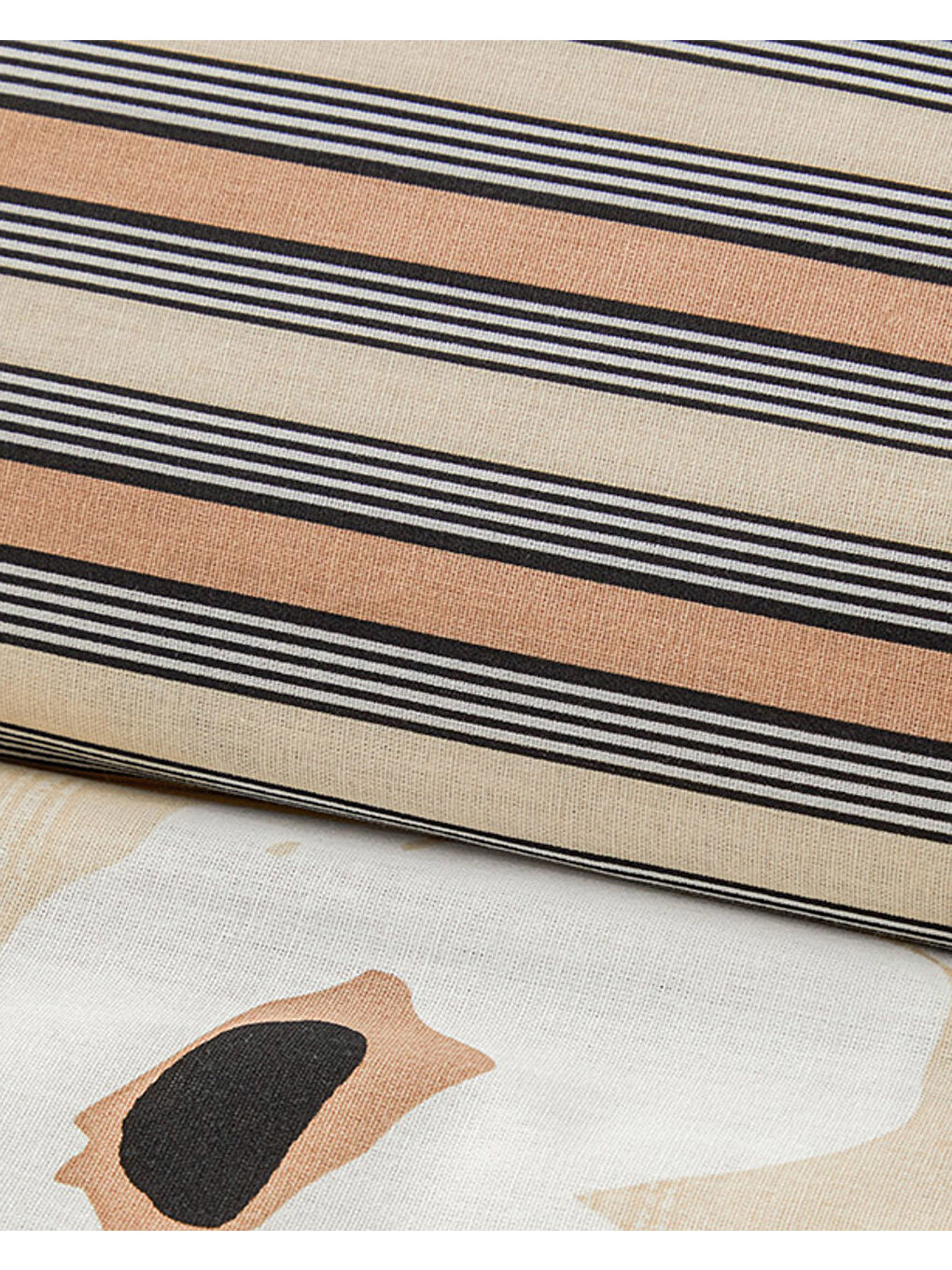 Ekru Mono Bloom Pamuk Çift Kişilik Nevresim Takımı Krem-4