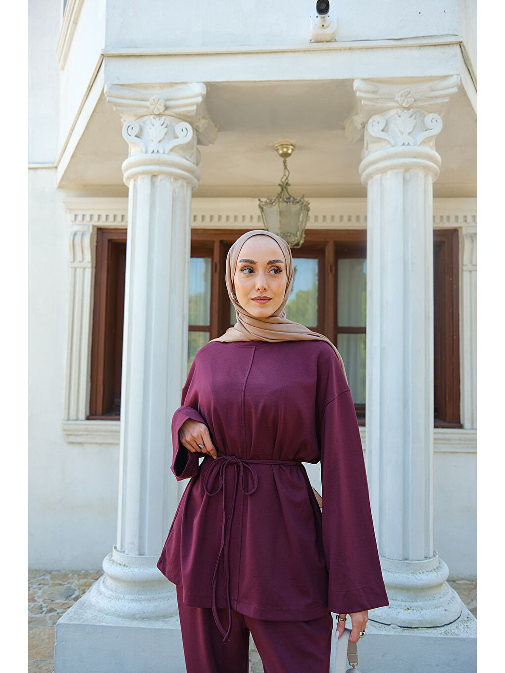 Kadın Bel Bağlamalı İkili Takım Bordo-1