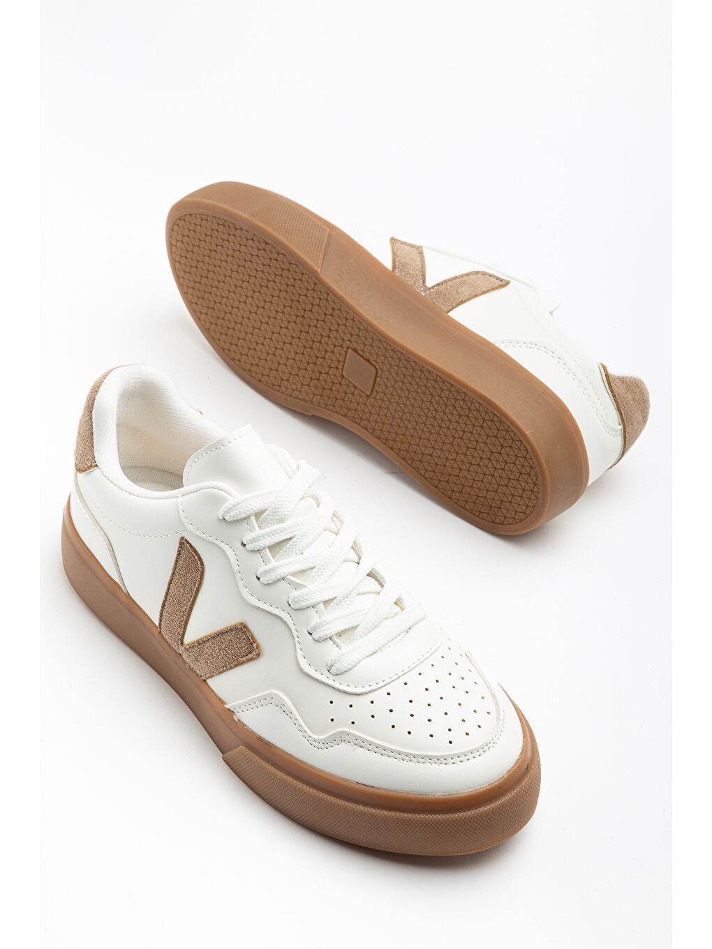 Kahverengi Anka Günlük Ortopedik Kadın Sneaker Spor Ayakkabı-1