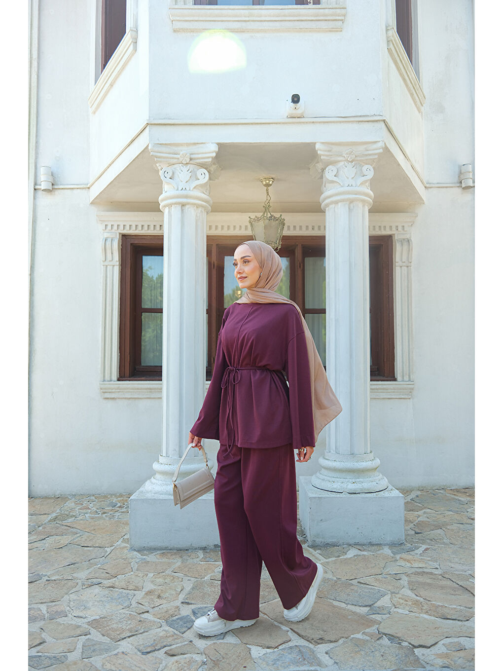 Kadın Bel Bağlamalı İkili Takım Bordo-2