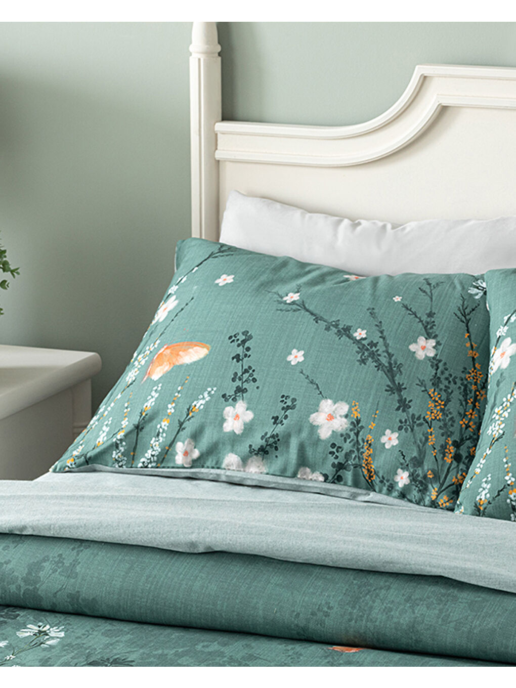 Sweet Spring Dijital Baskılı Çift Taraflı Çift Kişilik Nevresim Takımı Yeşil-1