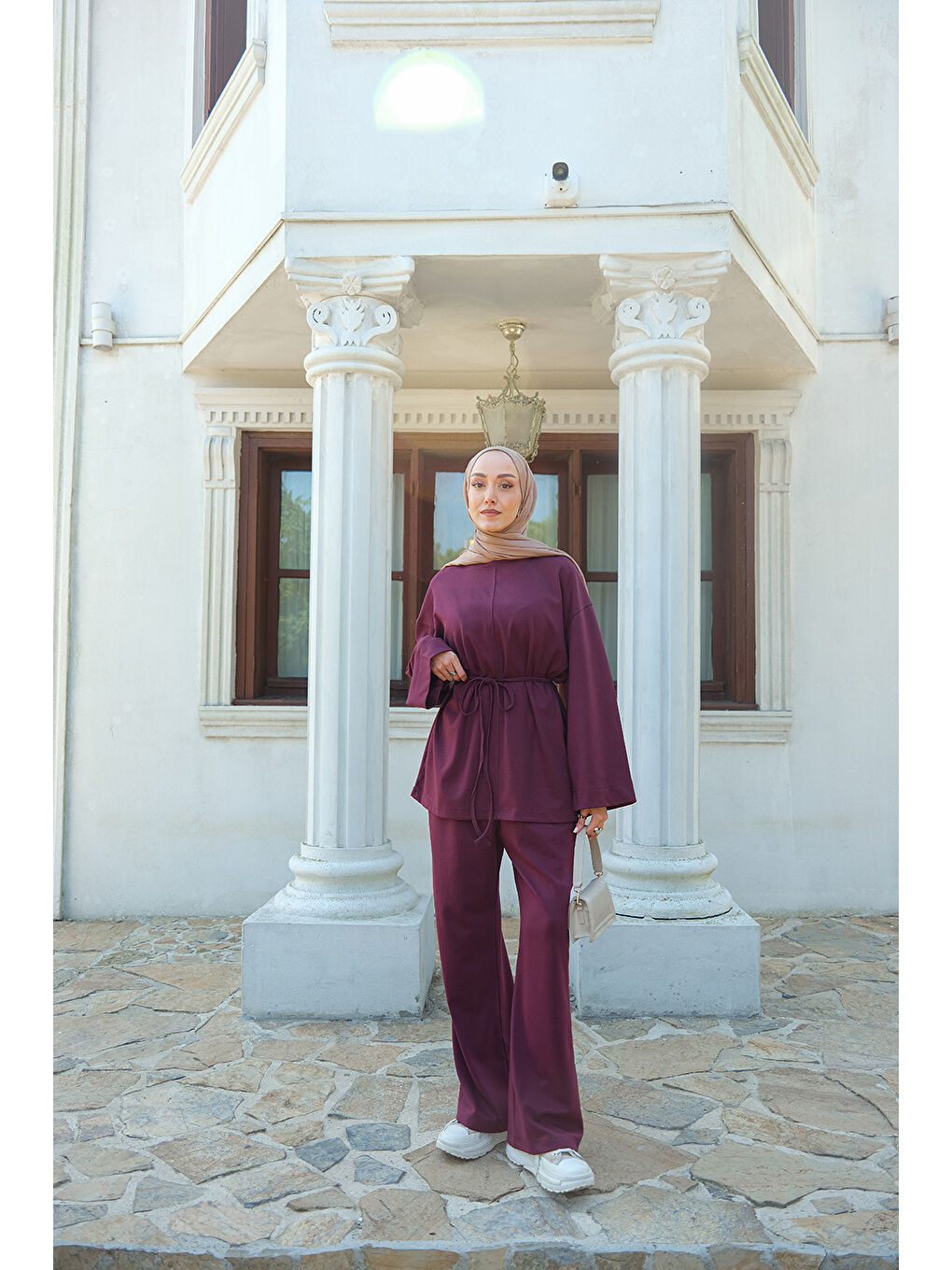 Kadın Bel Bağlamalı İkili Takım Bordo-3