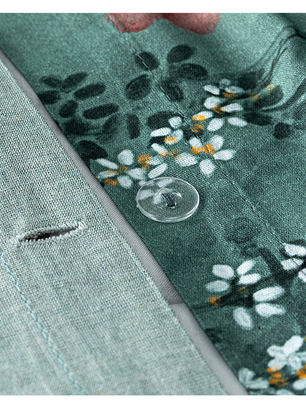 Sweet Spring Dijital Baskılı Çift Taraflı Çift Kişilik Nevresim Takımı Yeşil-3