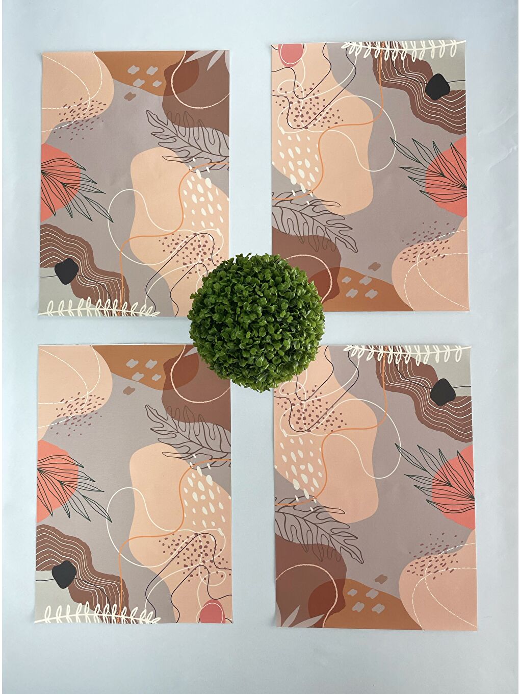 Kahverengi Bohem Desen Amerikan Servis 4'lü