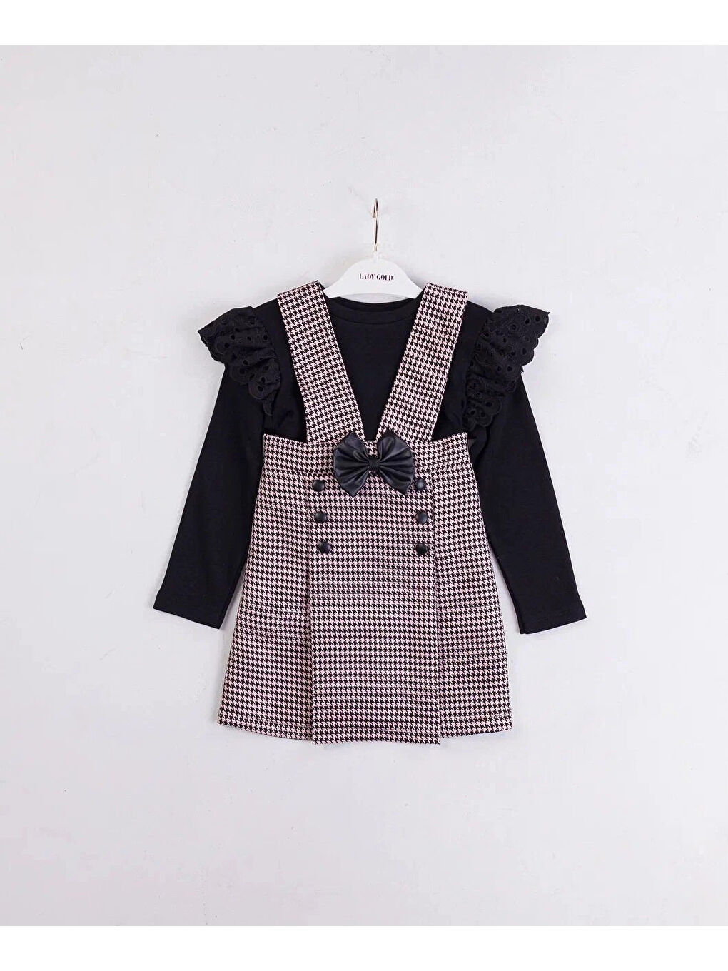 Pembe Ekoseli Kız Çocuk Elbise 6146