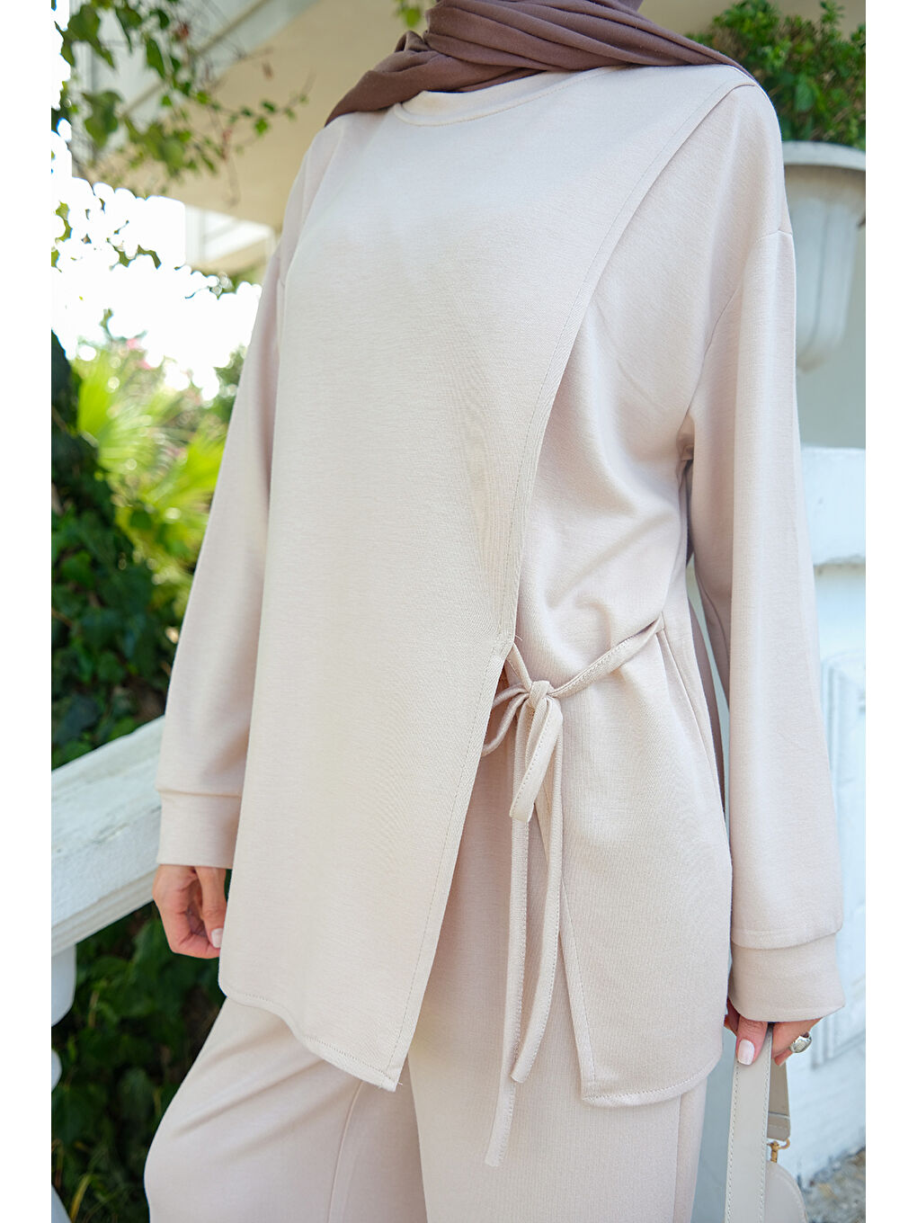 Kadın Yandan Bağlamalı Takım Bej-4