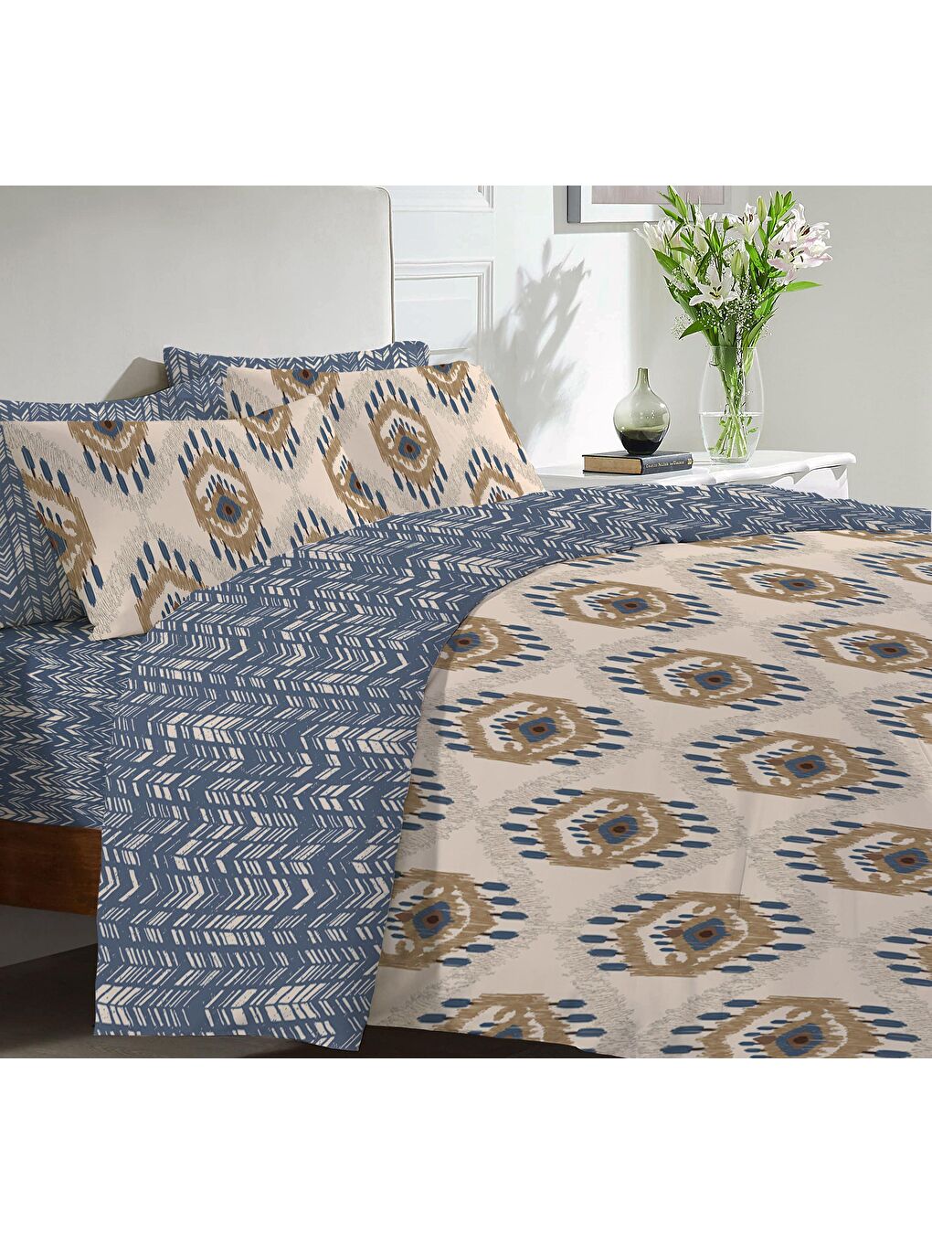 Karışık Baskılı,Desenli Çift Kişilik Nevresim Takımı (ÇARŞAFSIZ) 200x220 cm-1