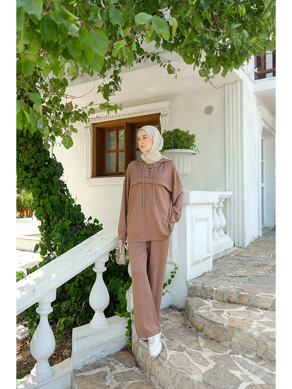 Bej Kadın Kordonlu Takım Vizon-3