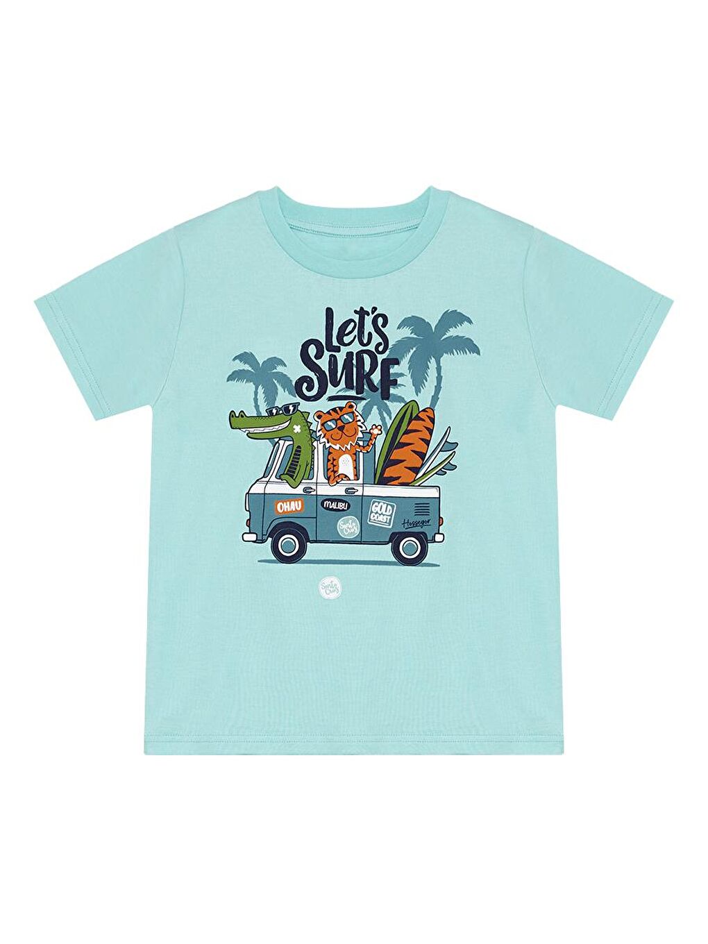 Denokids Mavi Let's Surf Erkek Çocuk T-shirt Şort Takım - 4