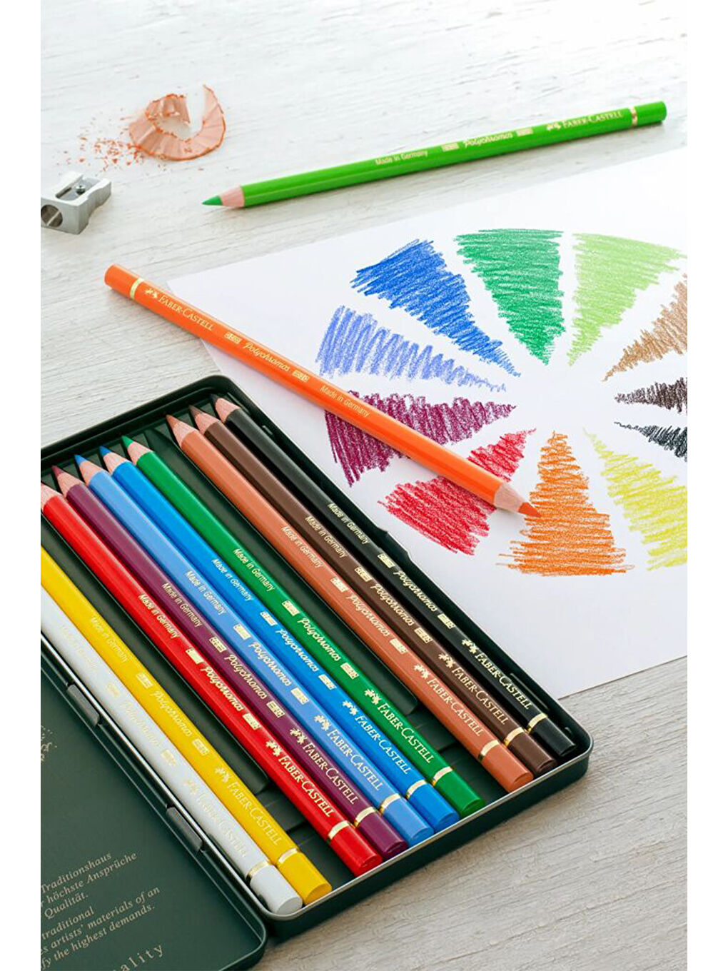 Polychromos 12 Renk Boya Kalemi, Örtücü ve Parlak Renkler, Yüksek Pigmentli, Metal Kutulu-3