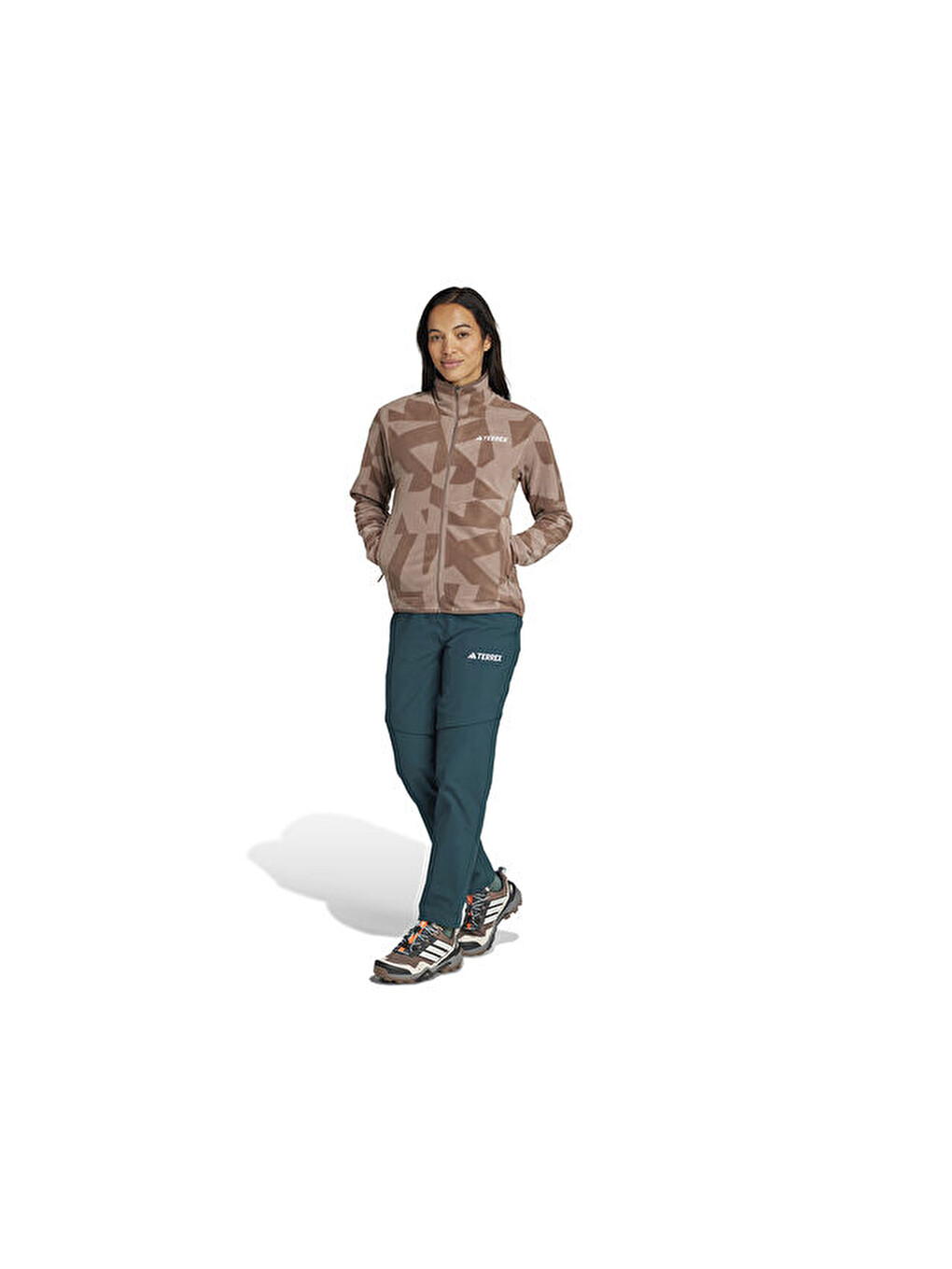Mor W Terrex Mt Aop Fz Fl Kadın Outdoor Ceketi Jn0997 Kahverengi-3