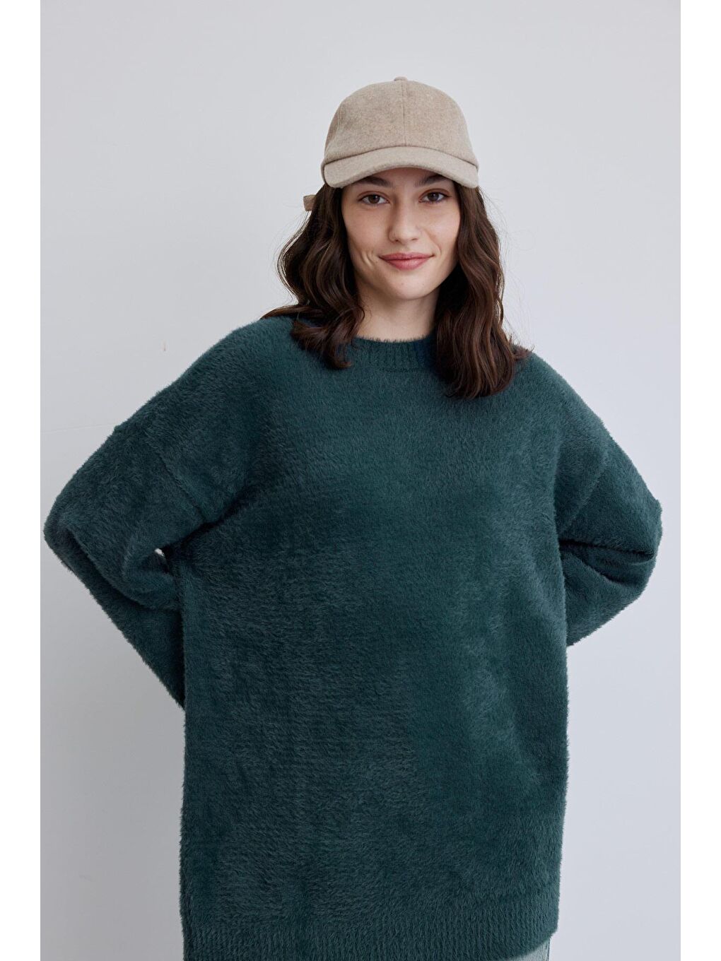 Linda Yumuşak Oversize Kazak Yeşil