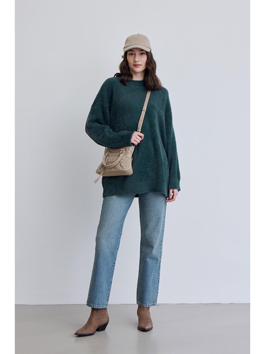 Linda Yumuşak Oversize Kazak Yeşil-2