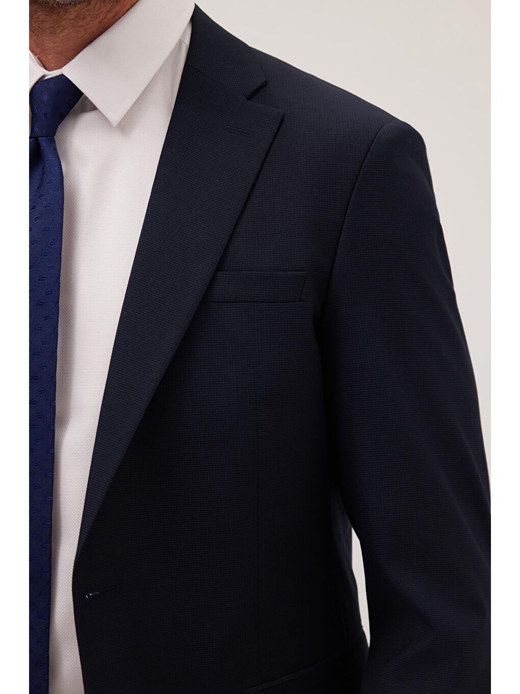 Erkek Slim Fit Mono Yaka Lacivert Takım Elbise-2