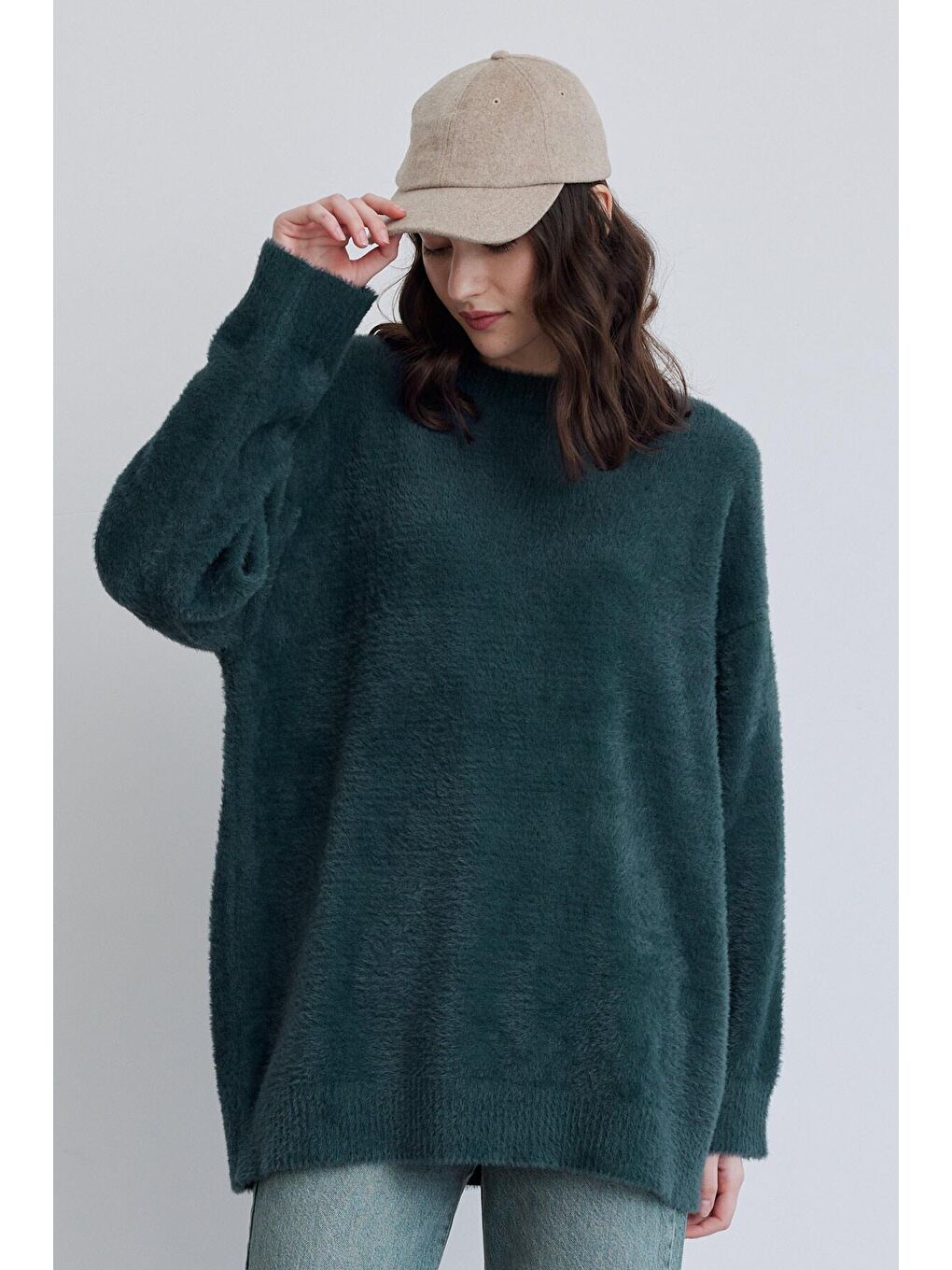 Linda Yumuşak Oversize Kazak Yeşil-4